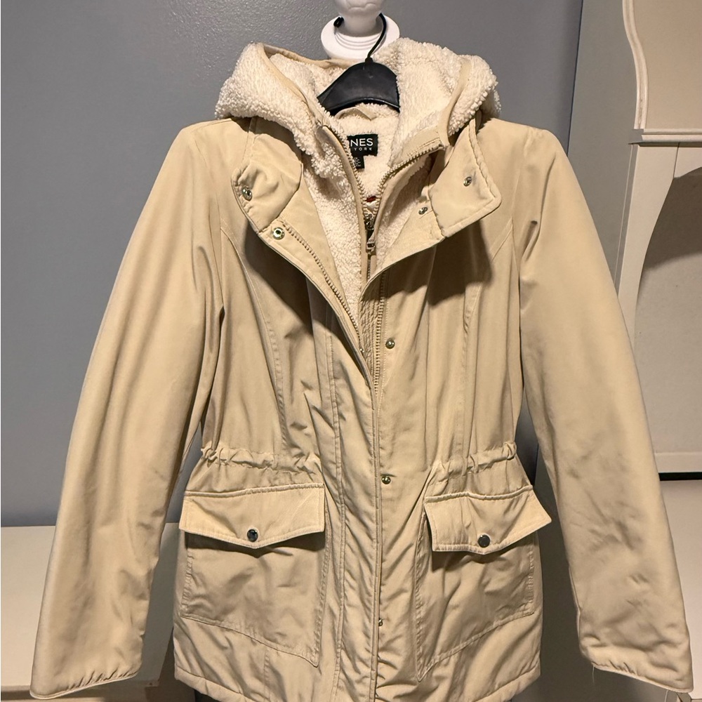 Jones New York Beige Hooded Utility Jacket Women's Size S